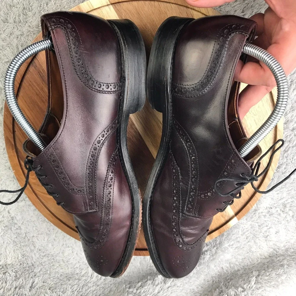 Allen Edmonds Ashland Dress Shoe Mens 9.5D Burgundy Wingtip Derby Oxford Leather